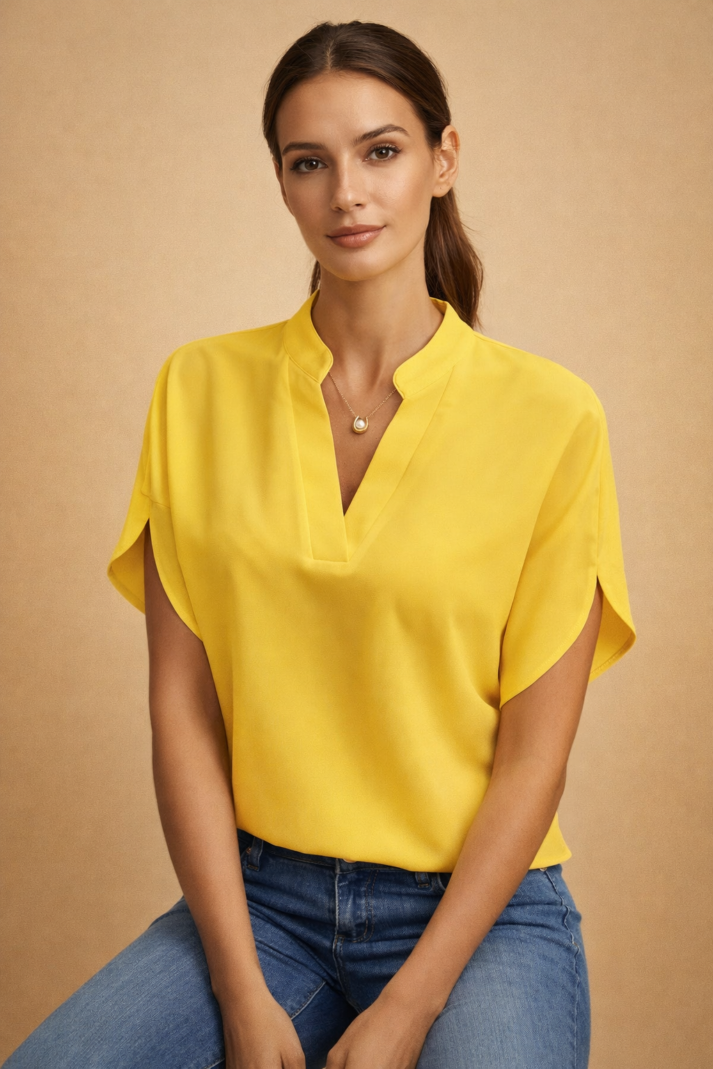 Damska Bluzka V-Neck Biurowa