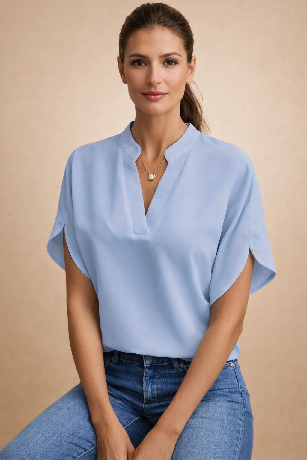 Damska Bluzka V-Neck Biurowa