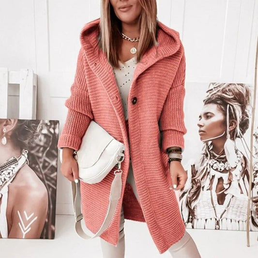 Chaqueta de punto con botones y capucha
