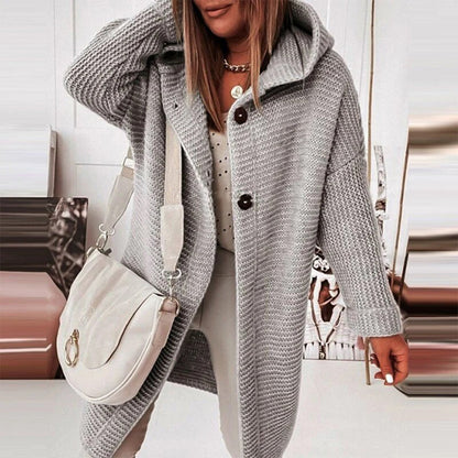 Chaqueta de punto con botones y capucha