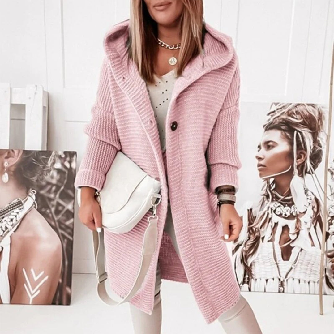 Chaqueta de punto con botones y capucha