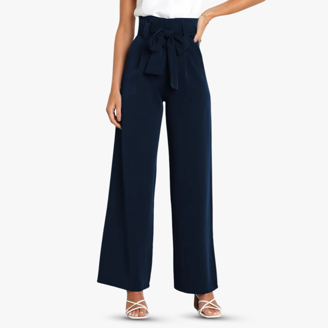 Pantalones anchos de mujer con cinturón de corbata