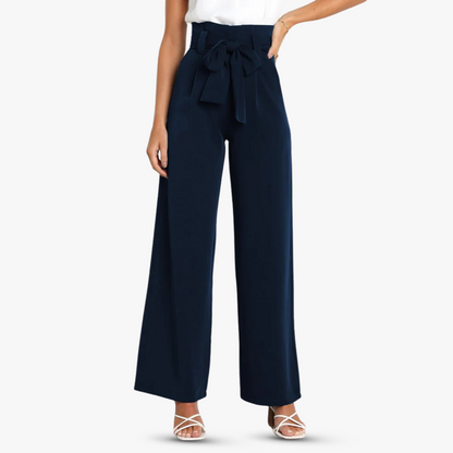 Pantalones anchos de mujer con cinturón de corbata