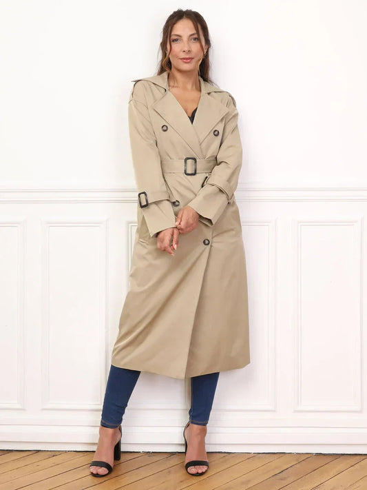 Elegante gabardina de longitud media para mujer | Robina