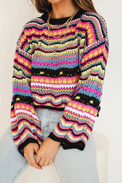 Venia Sweater | Jersey de ganchillo para mujer Colorido jersey de ganchillo