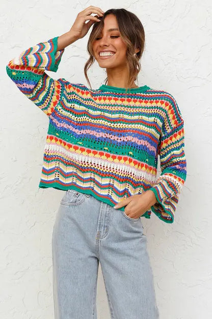 Venia Sweater | Jersey de ganchillo para mujer Colorido jersey de ganchillo