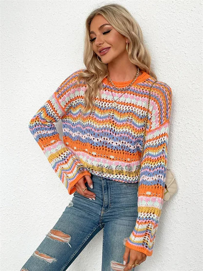 Venia Sweater | Jersey de ganchillo para mujer Colorido jersey de ganchillo