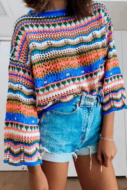 Venia Sweater | Jersey de ganchillo para mujer Colorido jersey de ganchillo