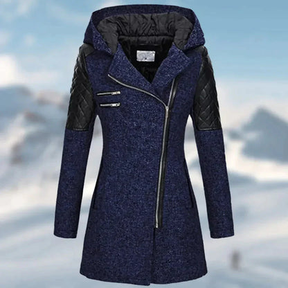 Abrigo largo de invierno para mujer con capucha