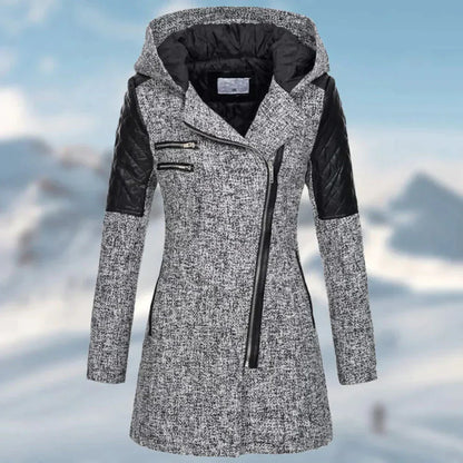 Abrigo largo de invierno para mujer con capucha
