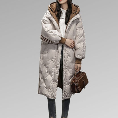 Chaqueta larga forrada para mujer | Negra | Cálida y cómoda