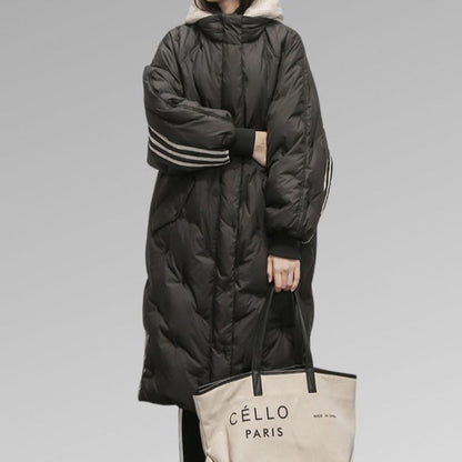 Chaqueta larga forrada para mujer | Negra | Cálida y cómoda