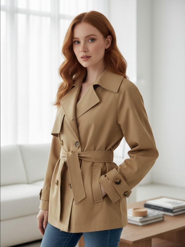 Ryan | Gabardina informal para mujer con cinturón, elegante y cómoda