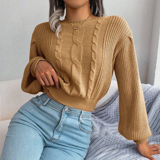 Elegante jersey beige con estampado de trenzas