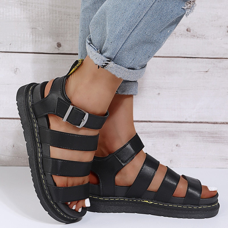 Elegantes sandalias planas gladiadoras - Everlee