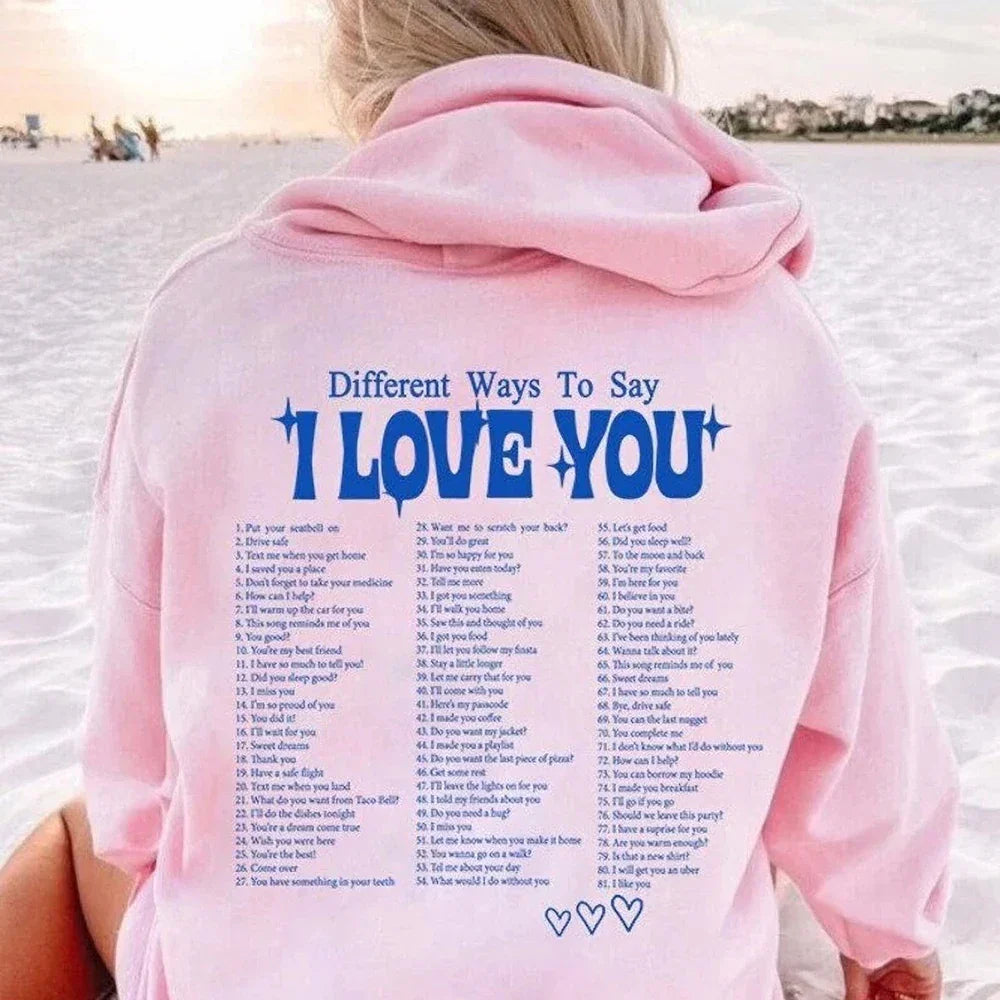 Clara | Sudadera con capucha con el lema "I Love You" en diferentes idiomas