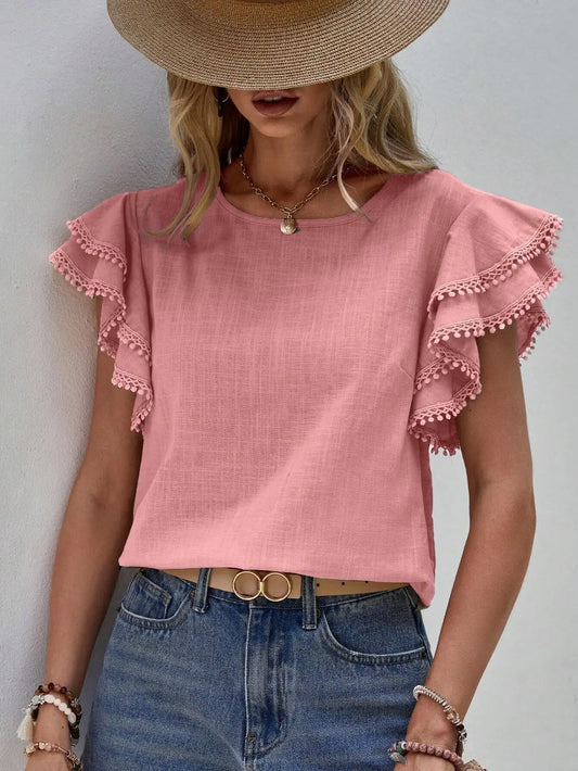 Camillia - Blusa femenina con mangas de volante