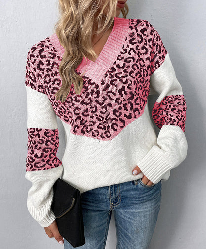 Xinna Sweater | Jersey de mujer con cuello en V de leopardo