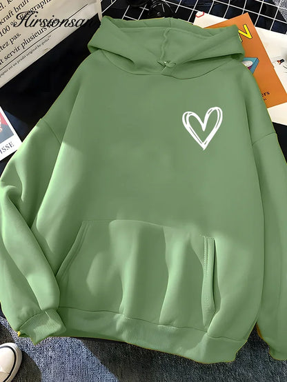 Madel | Sudadera oversize con capucha y estampado de corazones para mujer