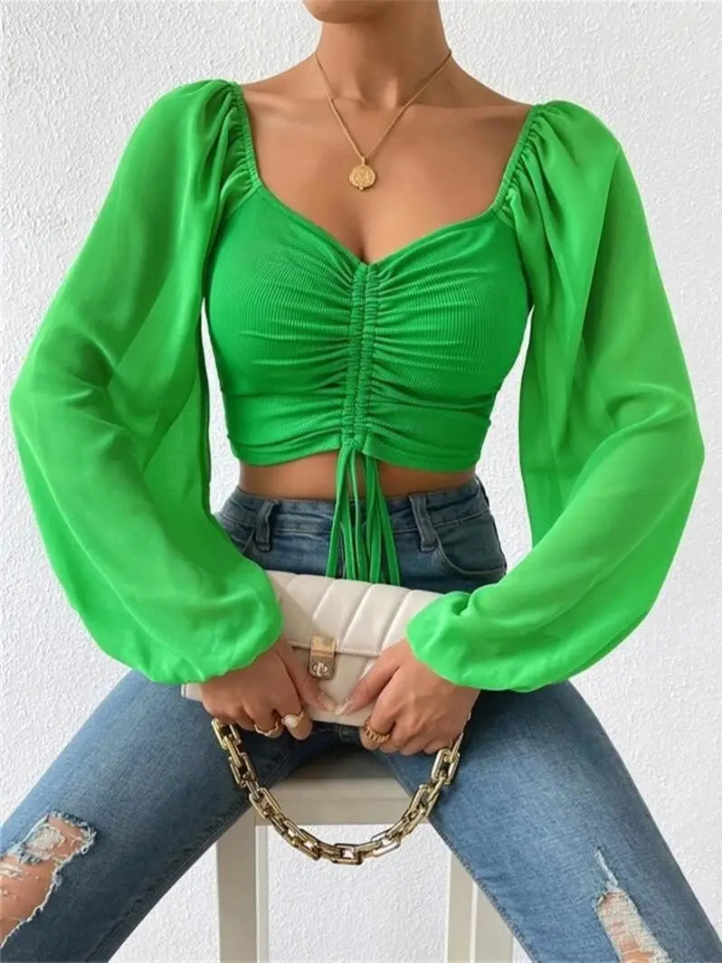 Ruth | Elegante top fruncido de manga larga para primavera