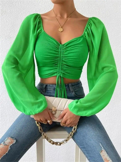 Ruth | Elegante top fruncido de manga larga para primavera