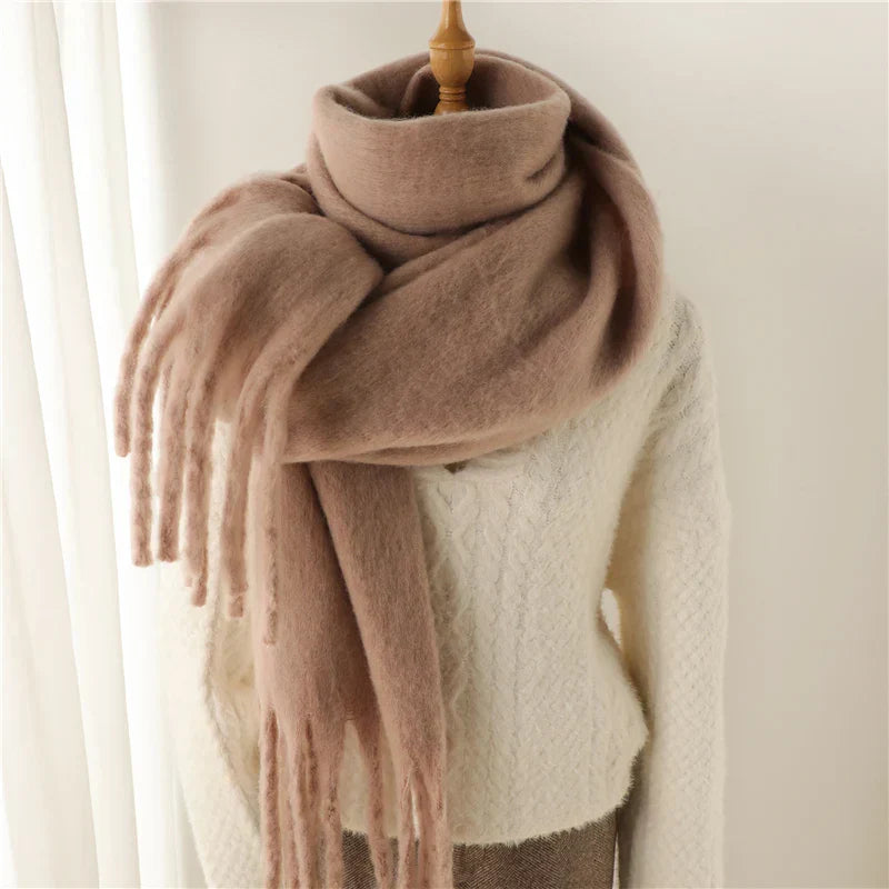 Velucci | Cashmere Bufanda de invierno caliente con borlas grandes