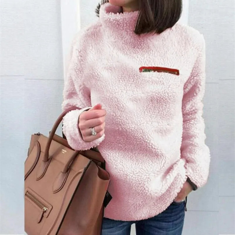 Layan - suave jersey de cuello alto en tejido de peluche