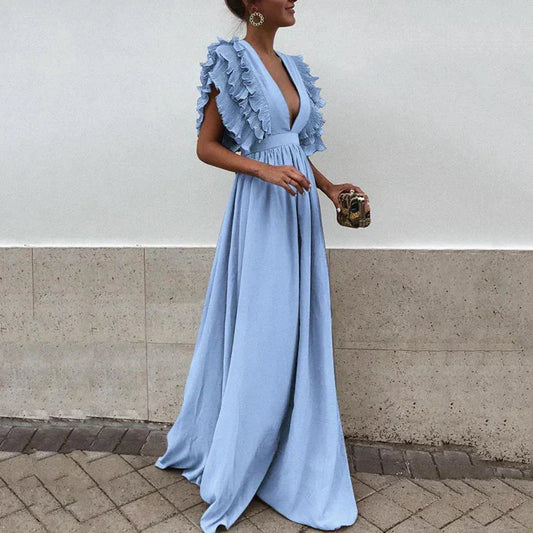 Vestido elegante con mangas arrugadas