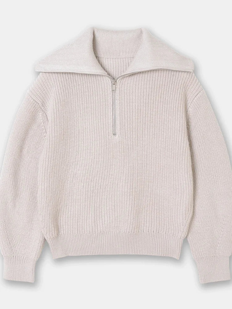 Madeleine | Jersey de cuello alto con solapa a rayas