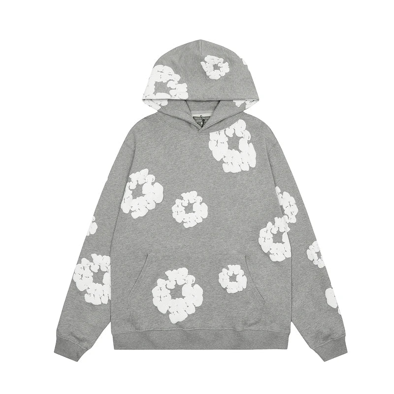 Declan | Sudadera vaquera con capucha y estampado floral
