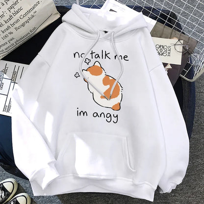 Grethe | Sudadera oversize con capucha y estampado de gatos para mujer