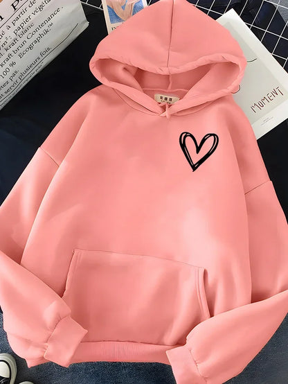 Madel | Sudadera oversize con capucha y estampado de corazones para mujer