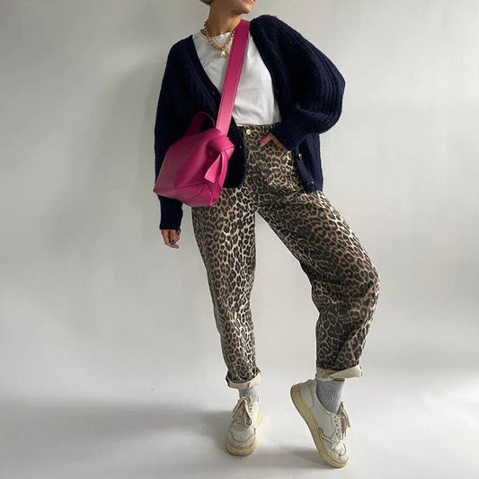 Sione - Pantalones con estampado de leopardo para mujer