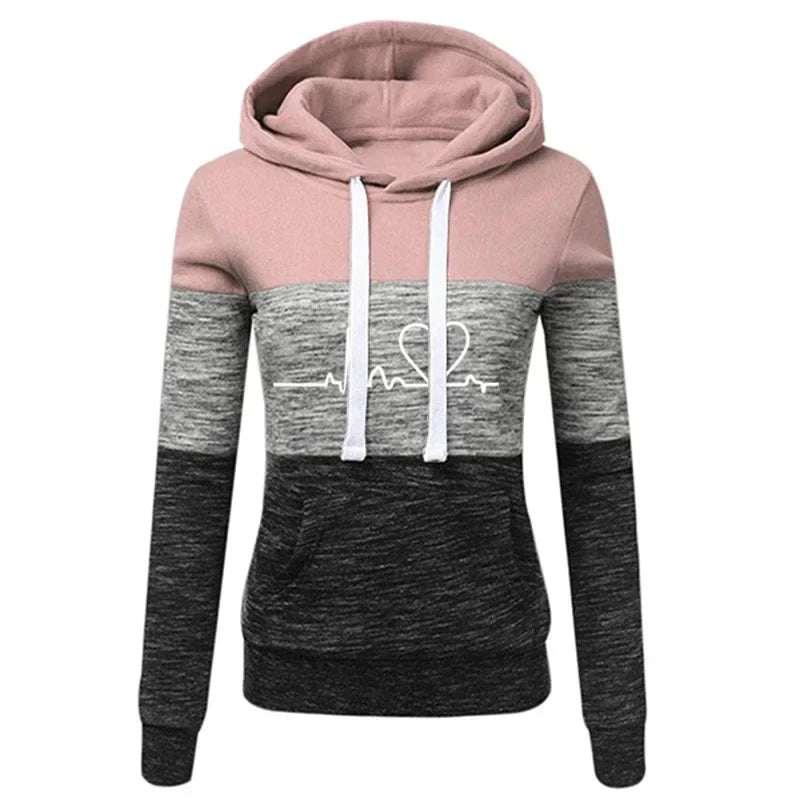 Monica | Sudadera entallada con capucha y estampado de corazones y latidos para mujer