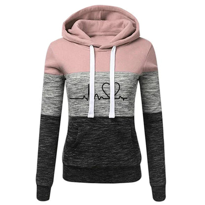 Monica | Sudadera entallada con capucha y estampado de corazones y latidos para mujer