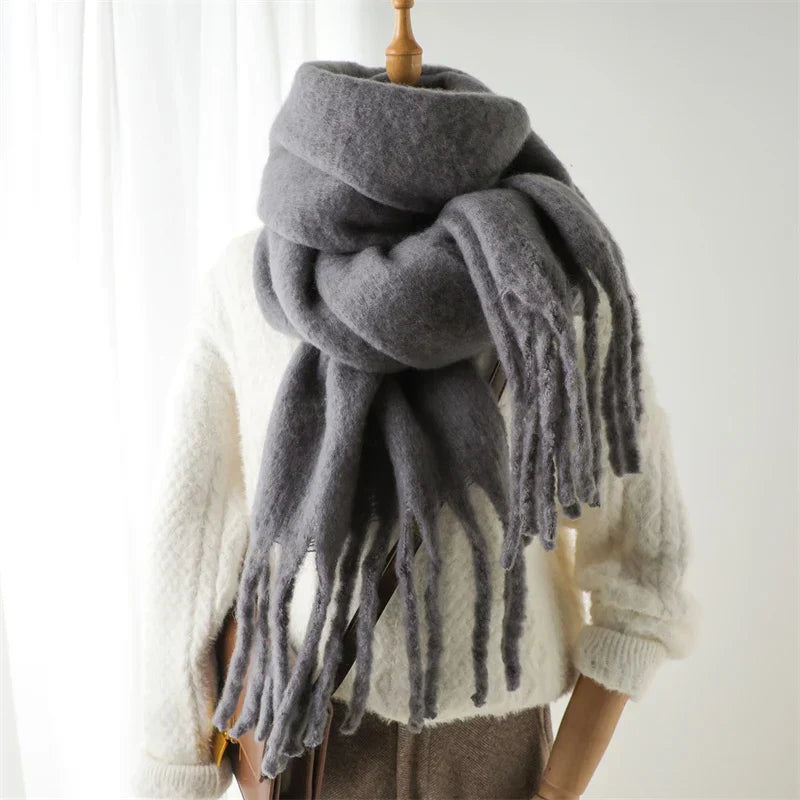 Velucci | Cashmere Bufanda de invierno caliente con borlas grandes