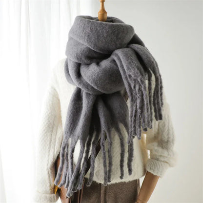 Velucci | Cashmere Bufanda de invierno caliente con borlas grandes