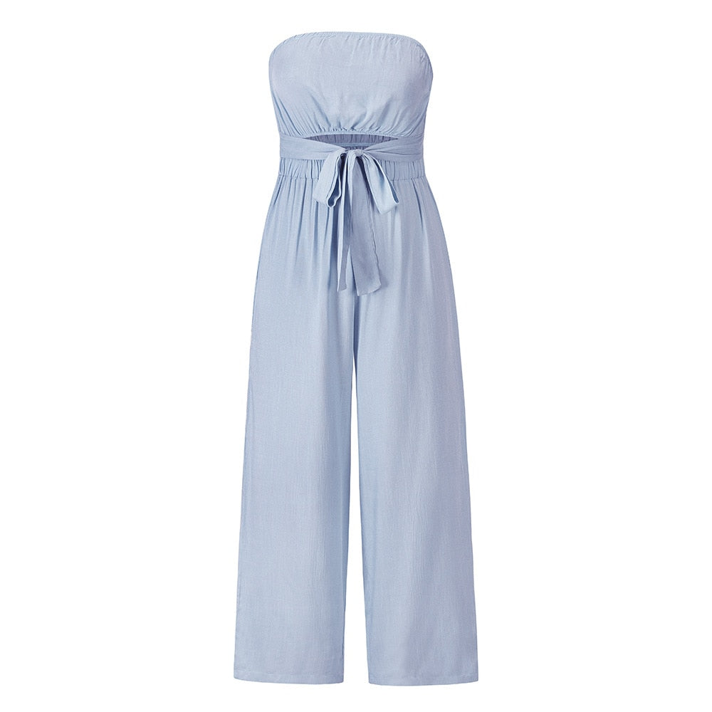 Mono sin tirantes pierna ancha | Verano 2024 Chic Romper | Sexy Slim Fit
