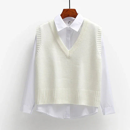 Diana | Jersey de punto sin mangas con cuello en V y corte holgado para mujer