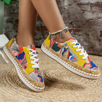 Zapatillas vulcanizadas de mujer con estampado floral