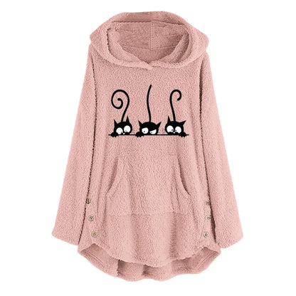 Elisa | Sudadera con capucha cálida y casual con bordado de gato polar - Ideal para otoño/invierno