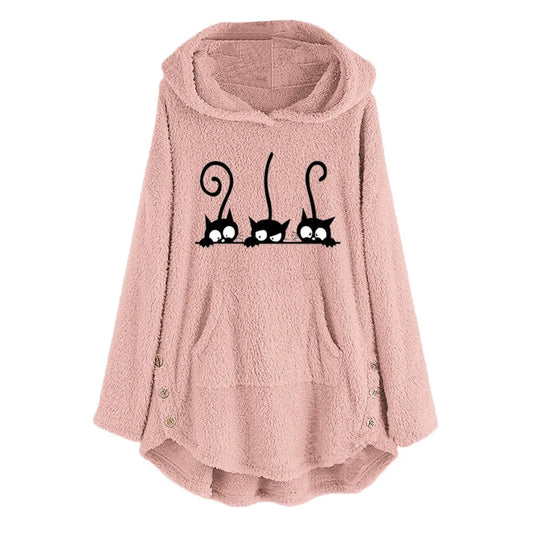 Elisa | Sudadera con capucha cálida y casual con bordado de gato polar - Ideal para otoño/invierno