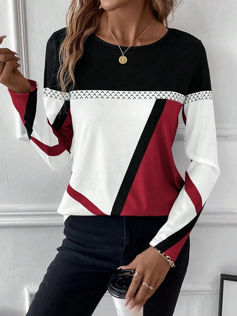 Noémie | Jersey de manga larga y cuello redondo con estampado geométrico