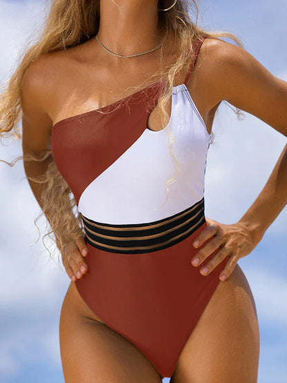 Bikini bañador para mujer tela panel patchwork body