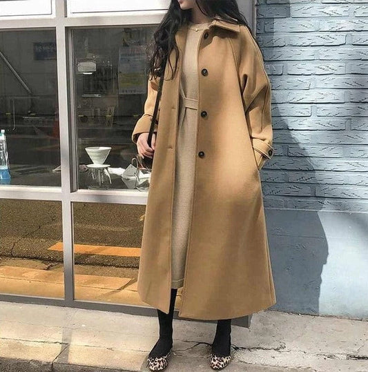 Gabardina de botonadura simple para mujer
