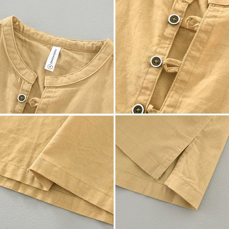 Męska koszulka Henley krótki rękaw