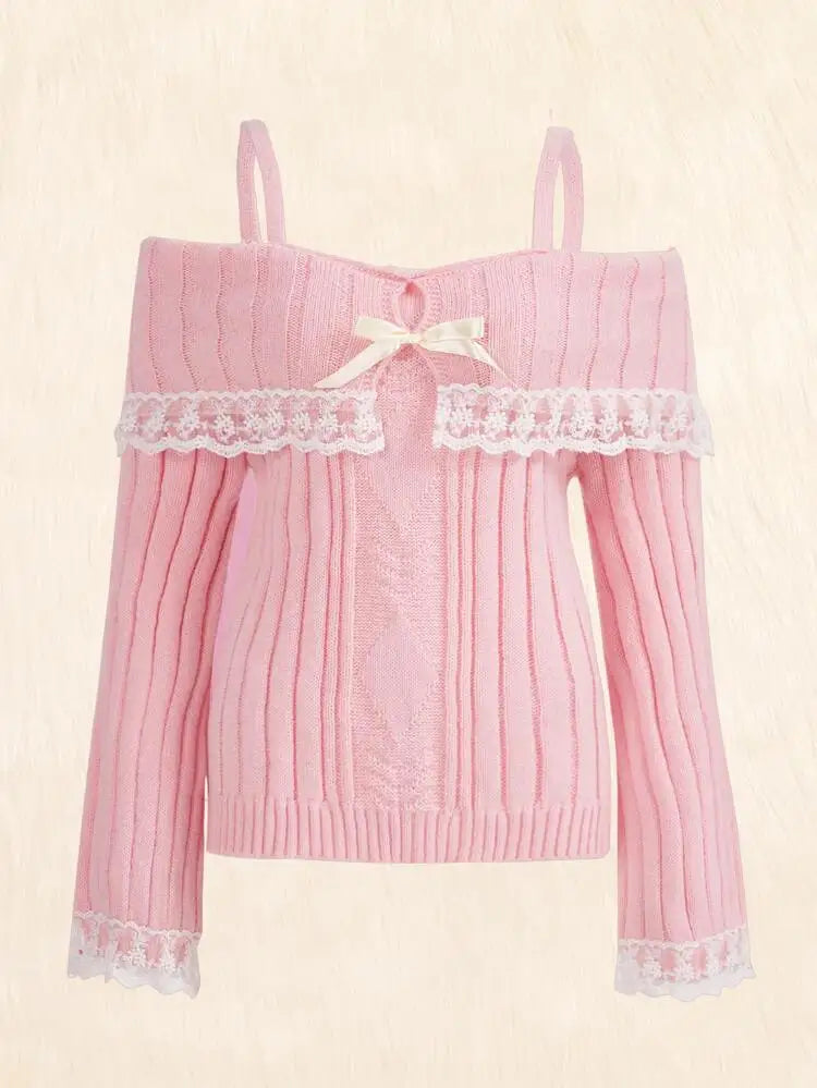 Jersey sin hombros con lazo para mujer