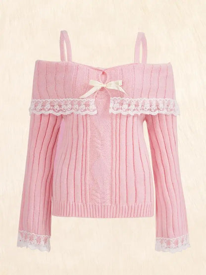 Jersey sin hombros con lazo para mujer