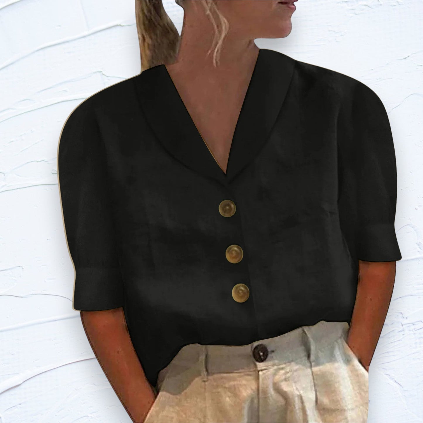 Amy - Top con cuello y botones