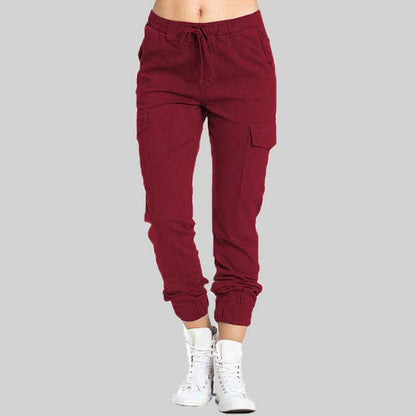Pantalones casuales con bolsillos para mujer